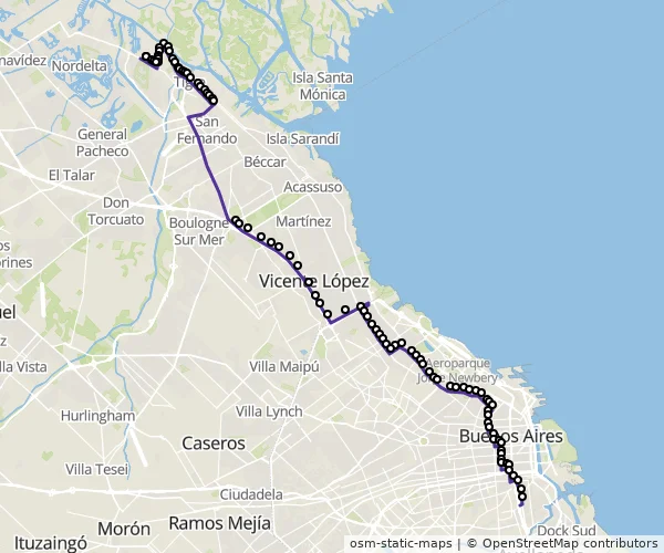 Mapa do itinerário da linha