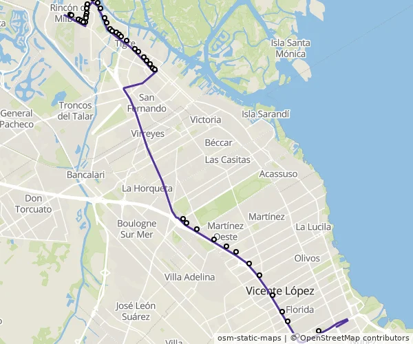 Mapa do itinerário da linha