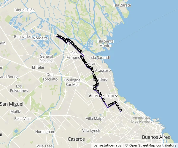 Mapa do itinerário da linha