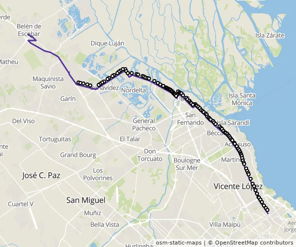 Mapa do itinerário da linha