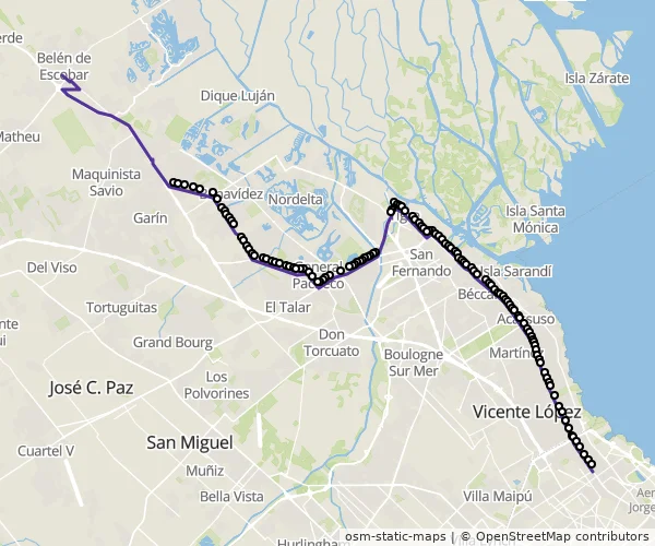 Mapa do itinerário da linha