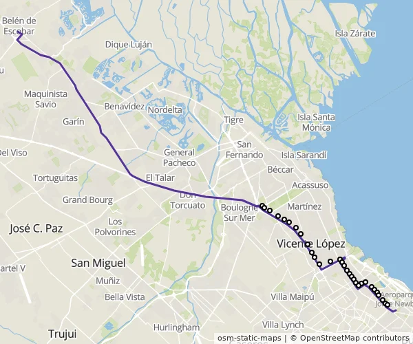Mapa do itinerário da linha
