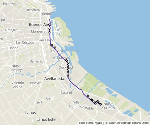 Mapa do itinerário da linha