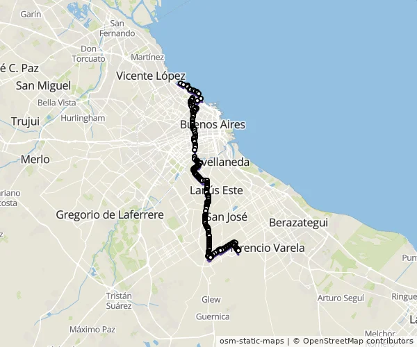 Mapa do itinerário da linha