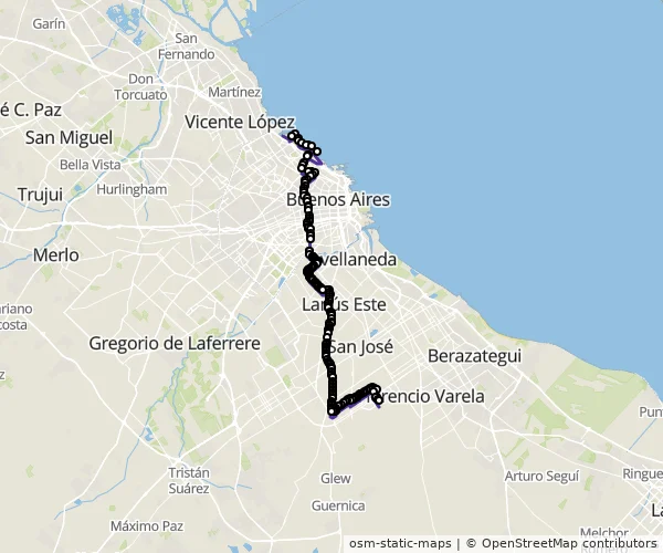 Mapa do itinerário da linha