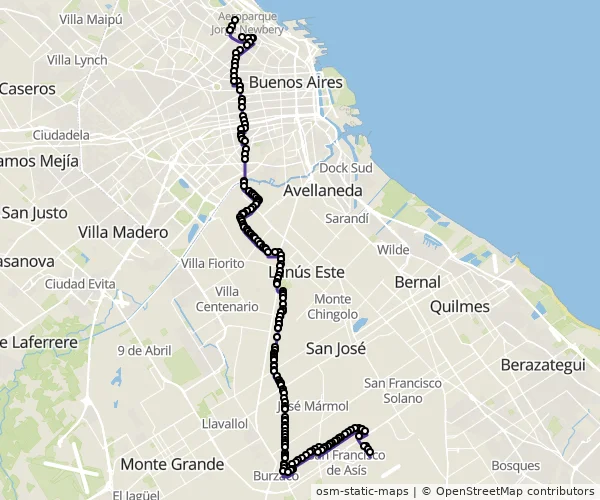 Mapa do itinerário da linha