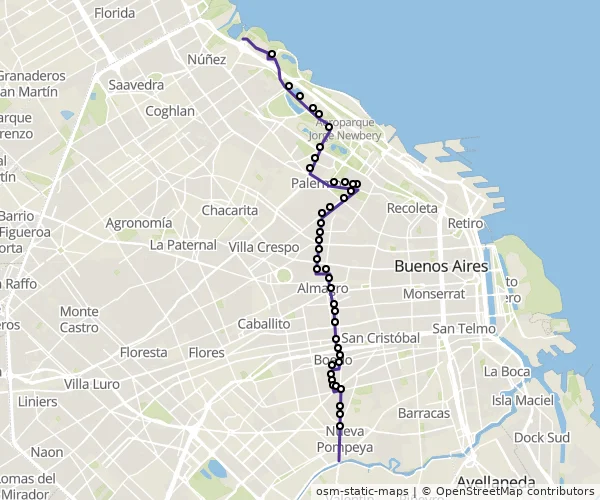 Mapa do itinerário da linha