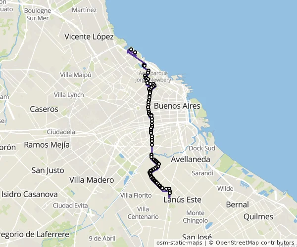 Mapa do itinerário da linha