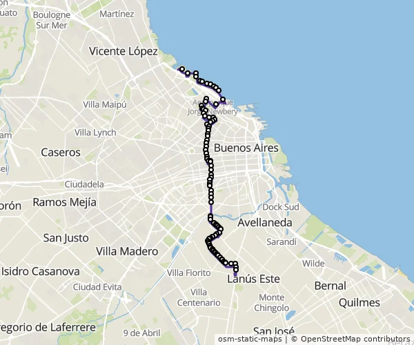 Mapa do itinerário da linha
