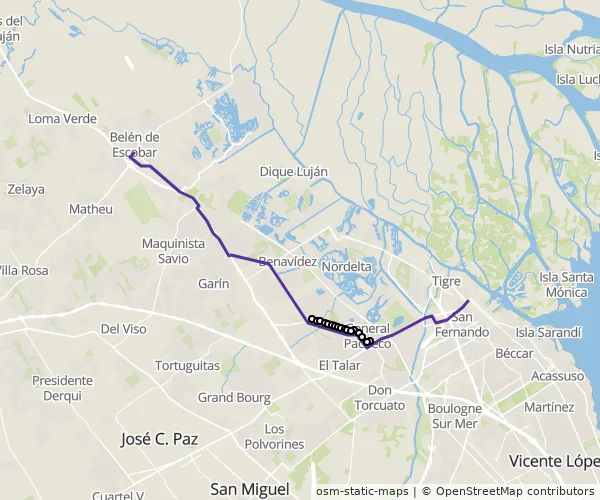 Mapa do itinerário da linha