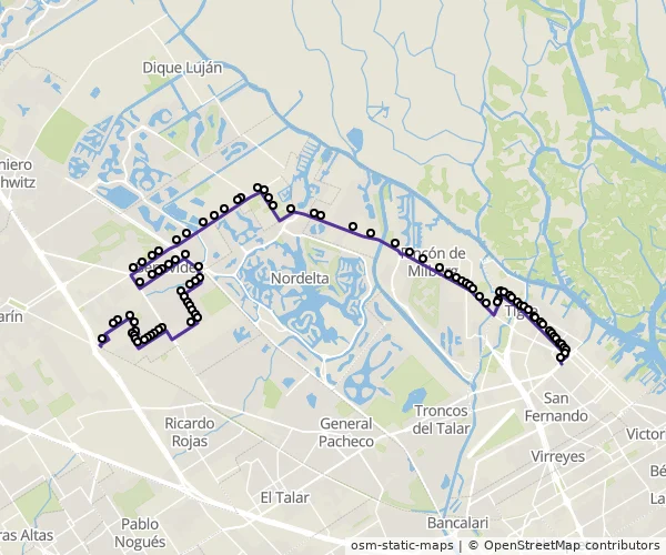 Mapa do itinerário da linha