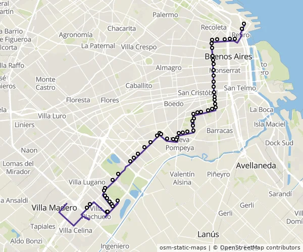 Mapa do itinerário da linha