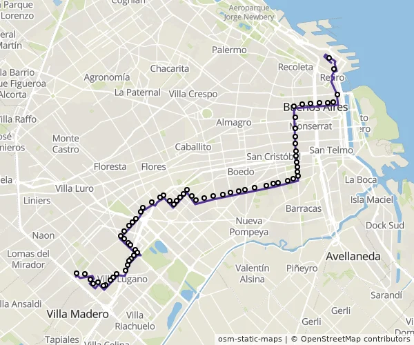 Mapa do itinerário da linha
