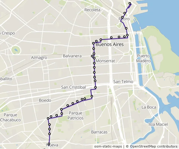 Mapa do itinerário da linha