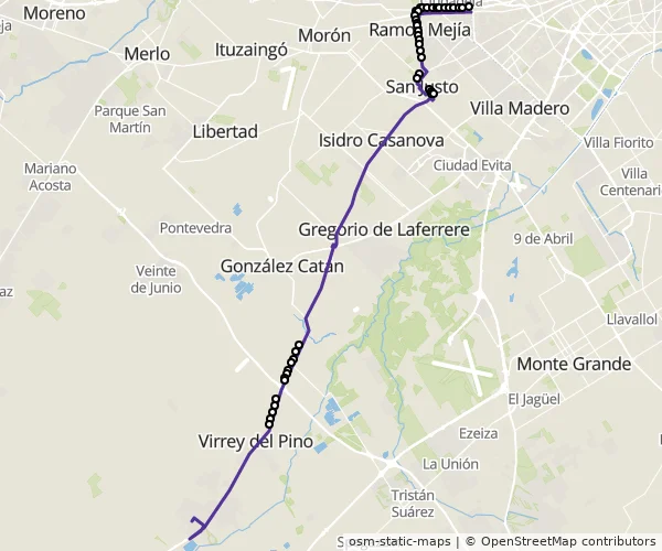 Mapa do itinerário da linha