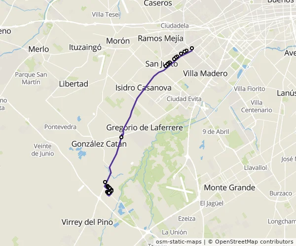 Mapa do itinerário da linha