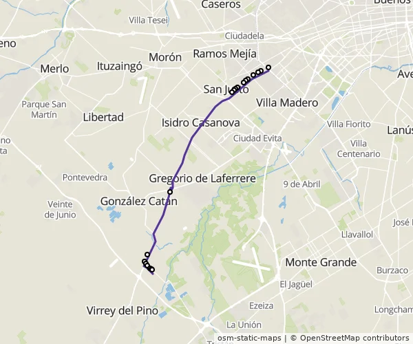 Mapa do itinerário da linha