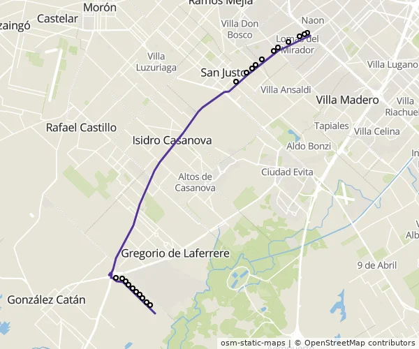 Mapa do itinerário da linha