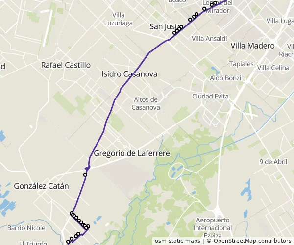 Mapa do itinerário da linha