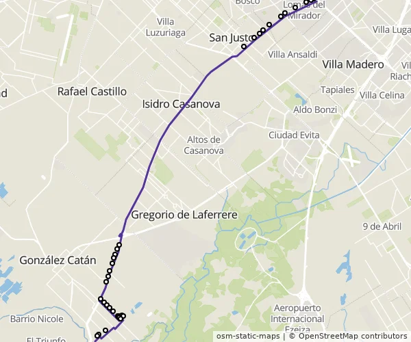 Mapa do itinerário da linha