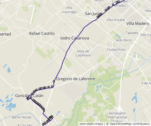 Mapa do itinerário da linha