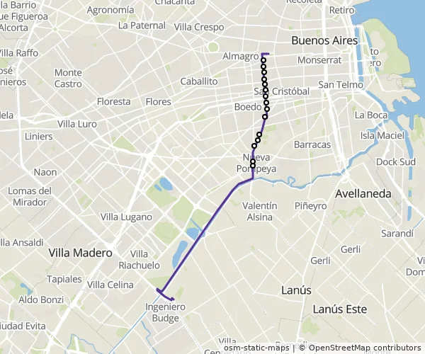 Mapa do itinerário da linha