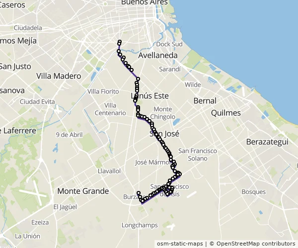Mapa do itinerário da linha