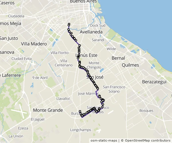 Mapa do itinerário da linha