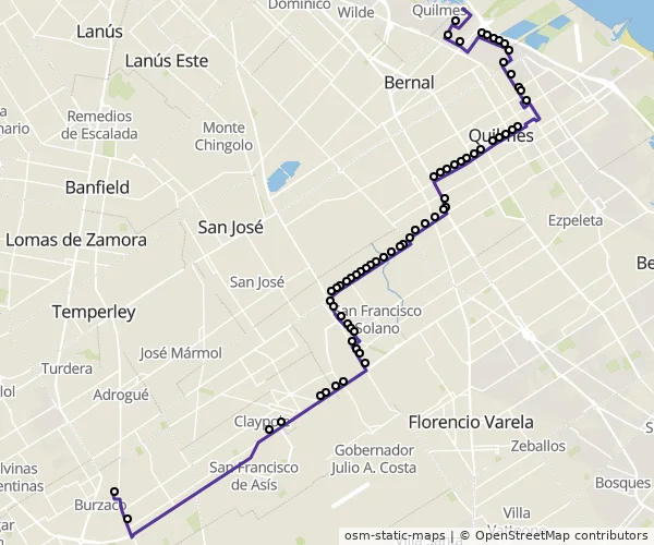 Mapa do itinerário da linha