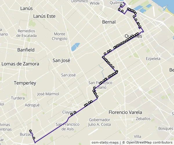 Mapa do itinerário da linha