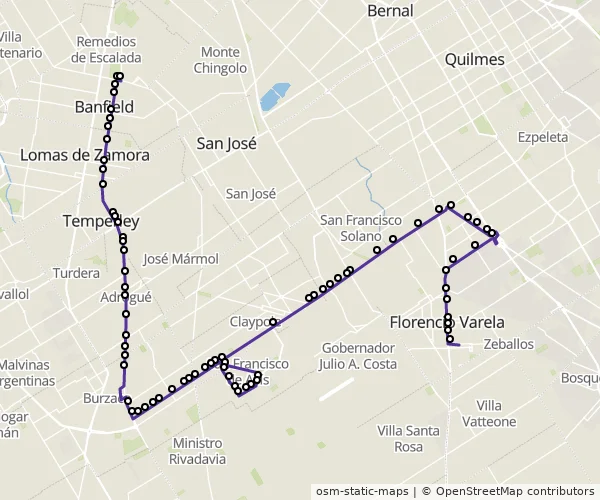 Mapa do itinerário da linha