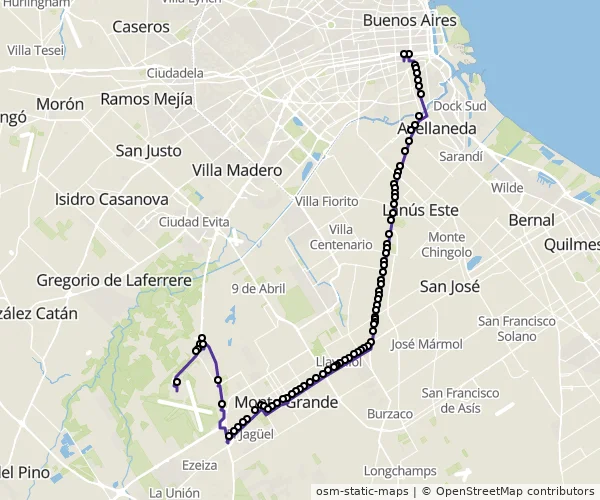 Mapa do itinerário da linha