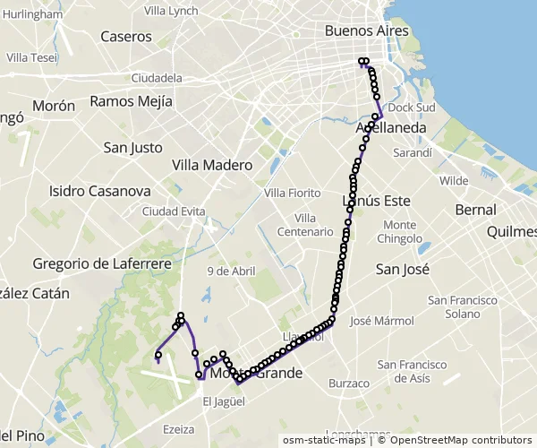 Mapa do itinerário da linha