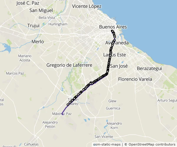 Mapa do itinerário da linha