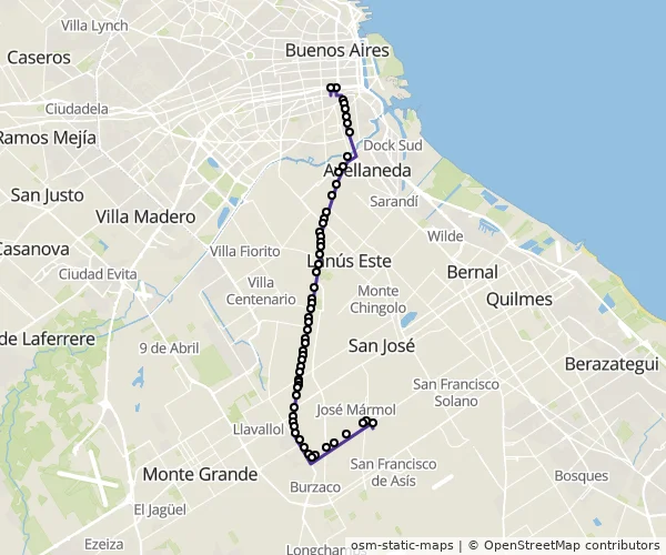 Mapa do itinerário da linha
