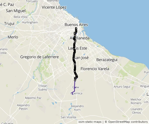 Mapa do itinerário da linha