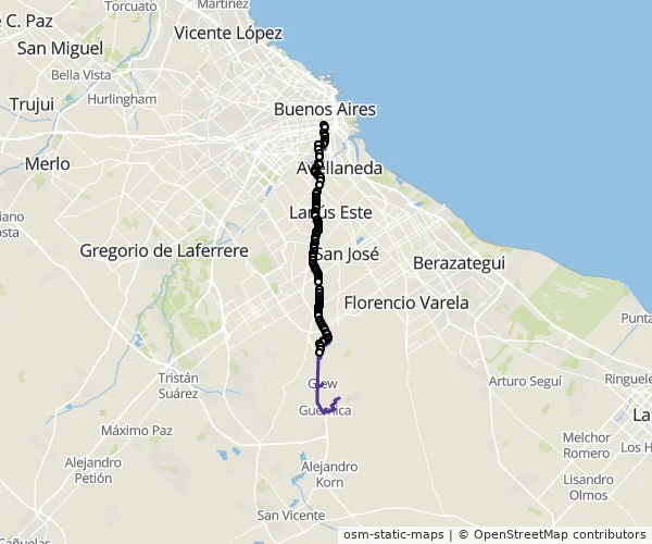 Mapa do itinerário da linha