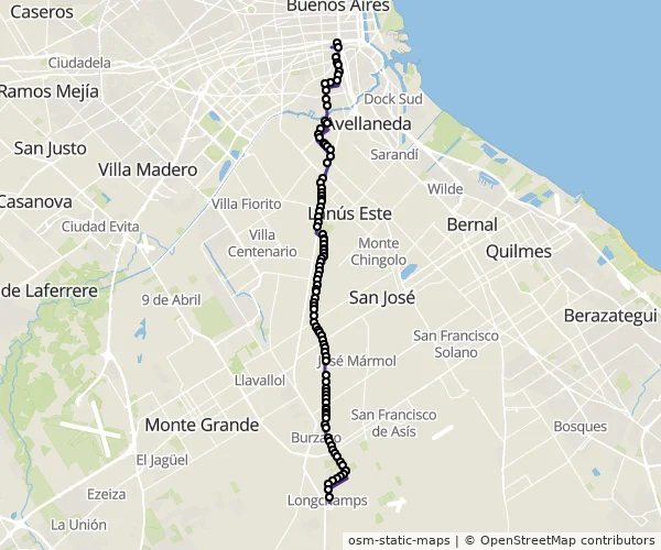 Mapa do itinerário da linha