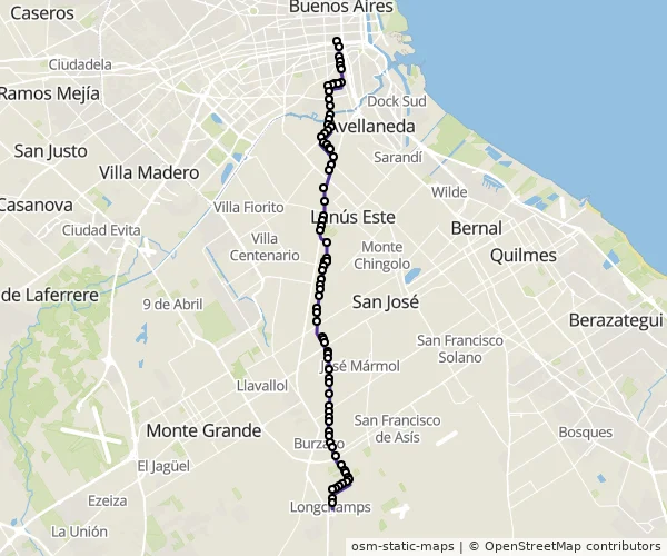 Mapa do itinerário da linha