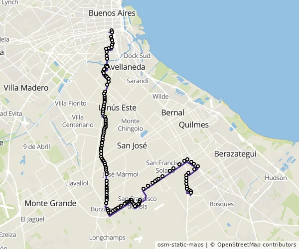 Mapa do itinerário da linha