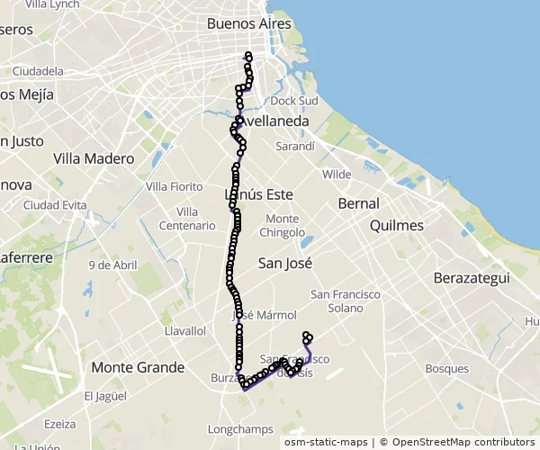 Mapa do itinerário da linha