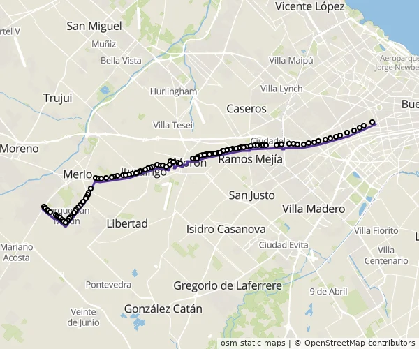 Mapa do itinerário da linha