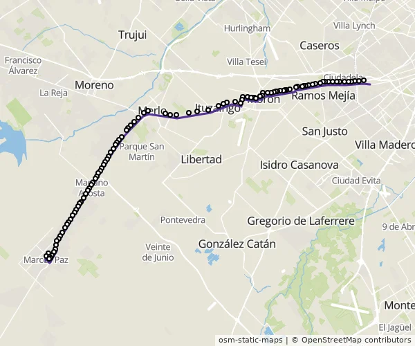 Mapa do itinerário da linha