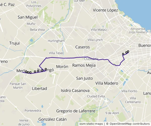 Mapa do itinerário da linha