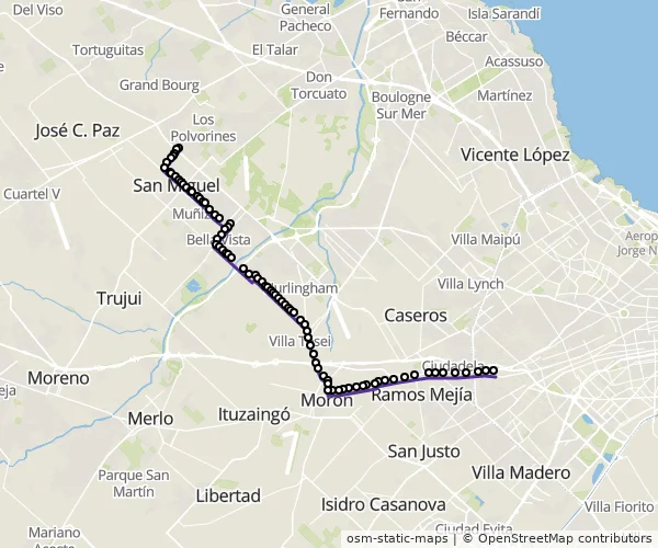Mapa do itinerário da linha