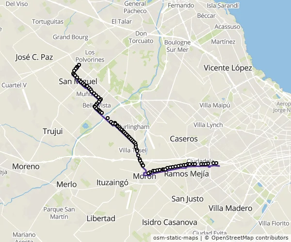 Mapa do itinerário da linha