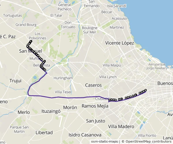 Mapa do itinerário da linha
