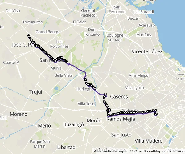 Mapa do itinerário da linha