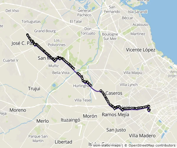 Mapa do itinerário da linha