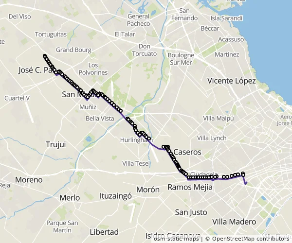 Mapa do itinerário da linha
